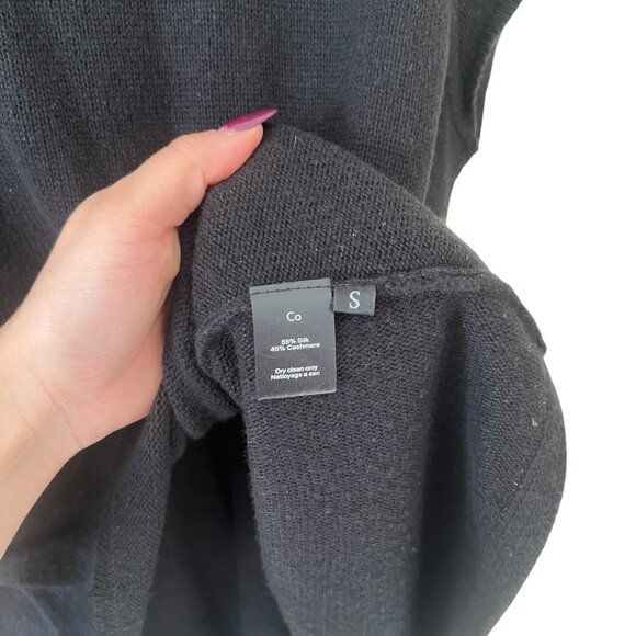 CO Silk Cashmere Knit Swing Sweater Top Black‎ Small Minimalist Quiet Luxury - Picture 4 of 7